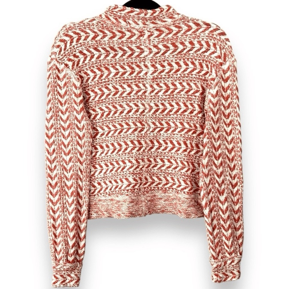BKE Womens Shirt Size S Chevron Mock‎ Neck Cropped Knit Long Sleeve Top Orange - Picture 2 of 11